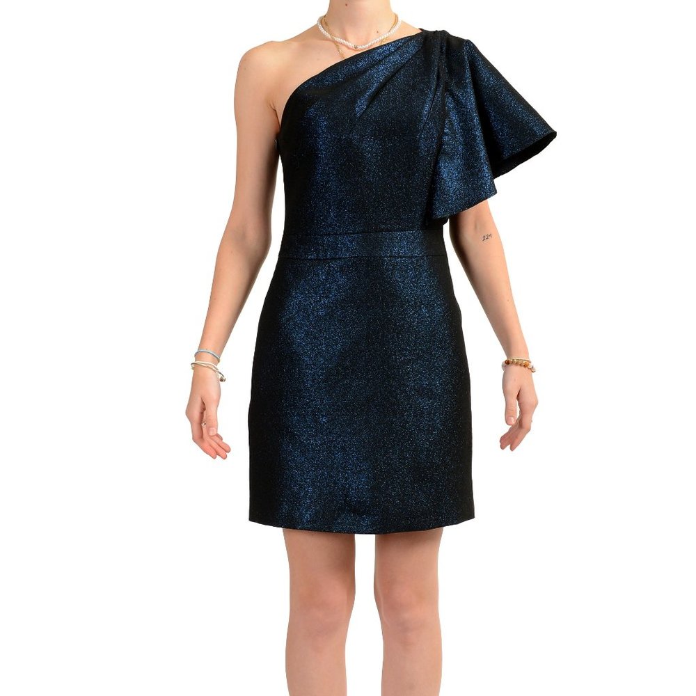 Hugo Boss Women's "Kayana" Blue One Shoulder Sleeveless A Line Dress US 2 IT 38